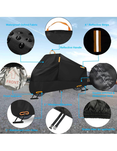 Cubierta de Motocicleta Impermeable INEZARI Ajuste Universal 220 cm