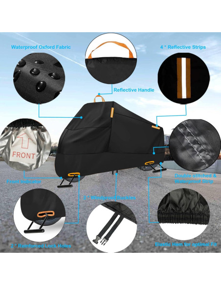 Cubierta de Motocicleta Impermeable INEZARI Ajuste Universal 220 cm