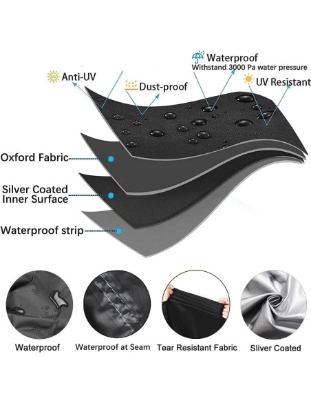 Cubierta de Motocicleta Impermeable INEZARI Ajuste Universal 220 cm