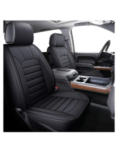 Fundas de Asiento Delanteras LUCKYMAN CLUB para Chevy Silverado 2007-2025 - Impermeables (Negro, 2 Pcs)