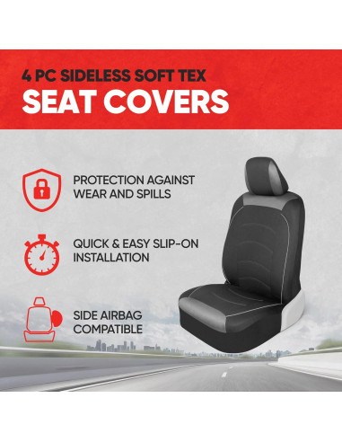 Fundas de Asiento Delantero Motor Trend Neopreno y Tela Negra