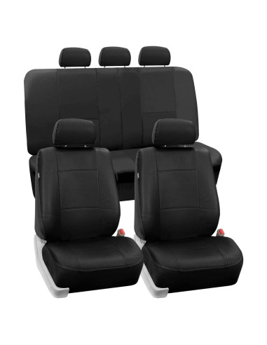 Fundas de Asiento de Coche FH Group PU002BLACK115 - Ajuste Universal, Respaldo Bajo, Negro