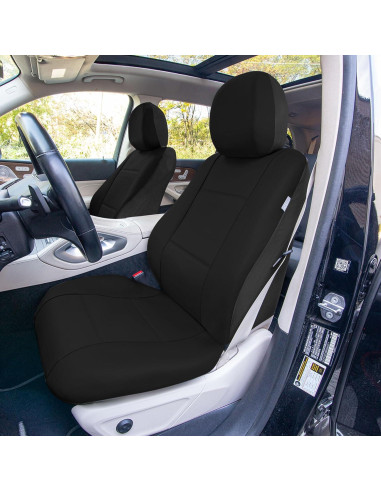 Fundas de Asiento de Coche FH Group PU002BLACK115 - Ajuste Universal, Respaldo Bajo, Negro