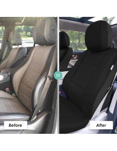 Fundas de Asiento de Coche FH Group PU002BLACK115 - Ajuste Universal, Respaldo Bajo, Negro