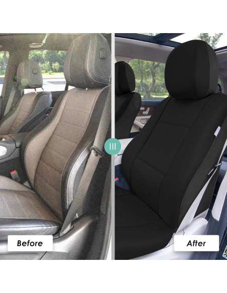 Fundas de Asiento de Coche FH Group PU002BLACK115 - Ajuste Universal, Respaldo Bajo, Negro