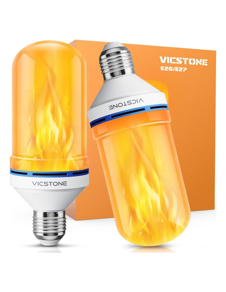 Bombillas LED de Llama Vicstone E26 4 Modos 2 Paquete