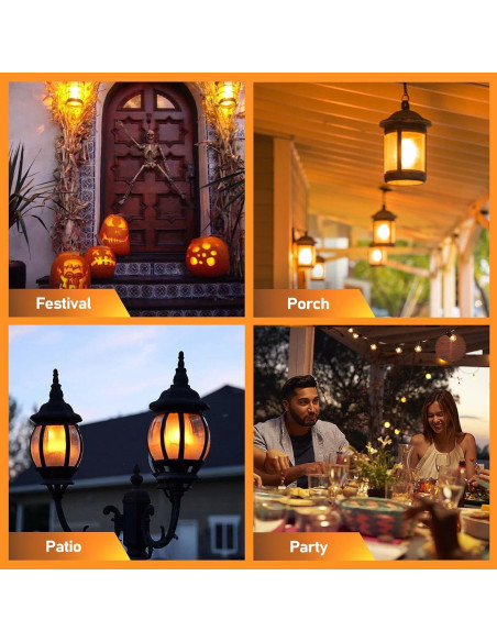 Bombillas LED de Llama Vicstone E26 4 Modos 2 Paquete