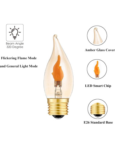 Bombilla LED E26 Efecto Llama Parpadeante Sunaiony - 2 Modos