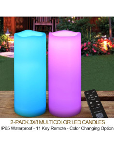Paquete de 2 Velas LED Multicolor 3x8 HOME MOST para Exterior 2