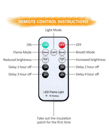 Luz de Efecto Llama LED Kitmose 13cm Recargable USB 4 Modos