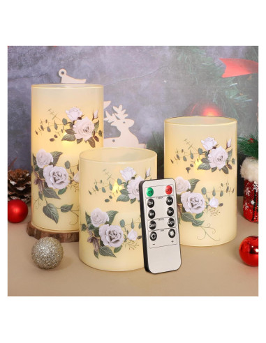 Juego de 3 Velas LED Sin Llama GORGE MOMENT Rosa Blanco