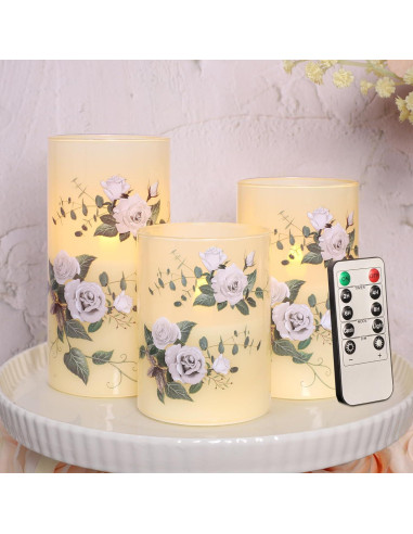 Juego de 3 Velas LED Sin Llama GORGE MOMENT Rosa Blanco