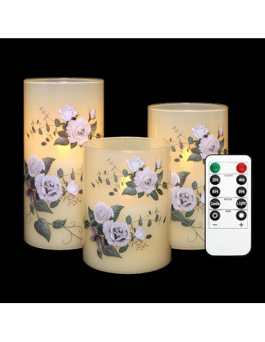 Juego de 3 Velas LED Sin Llama GORGE MOMENT Rosa Blanco