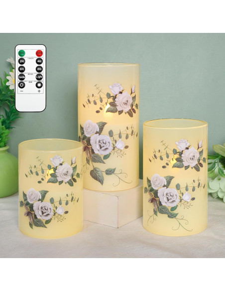 Juego de 3 Velas LED Sin Llama GORGE MOMENT Rosa Blanco