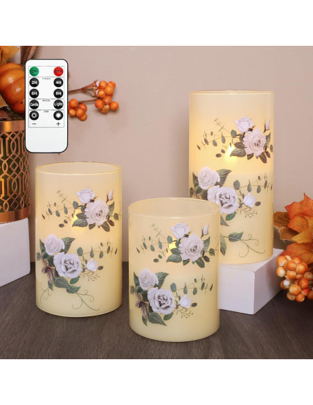 Juego de 3 Velas LED Sin Llama GORGE MOMENT Rosa Blanco