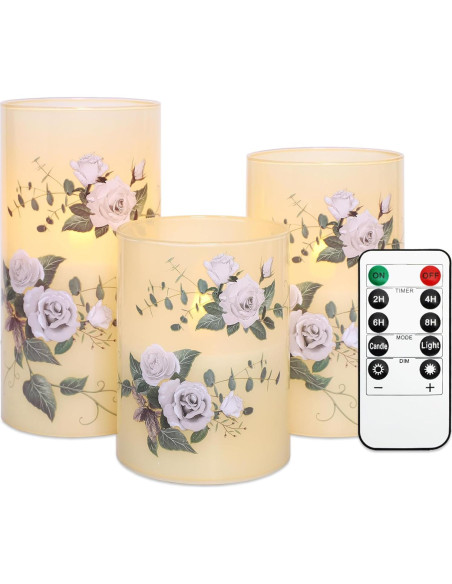 Juego de 3 Velas LED Sin Llama GORGE MOMENT Rosa Blanco
