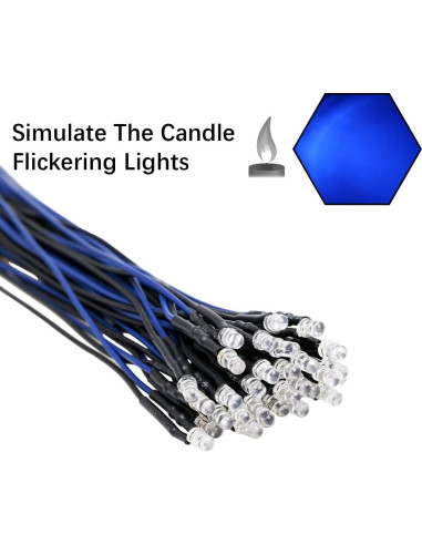 30 Luces LED Azules Parpadeantes 3mm EDGELEC 12V Pre Cableadas
