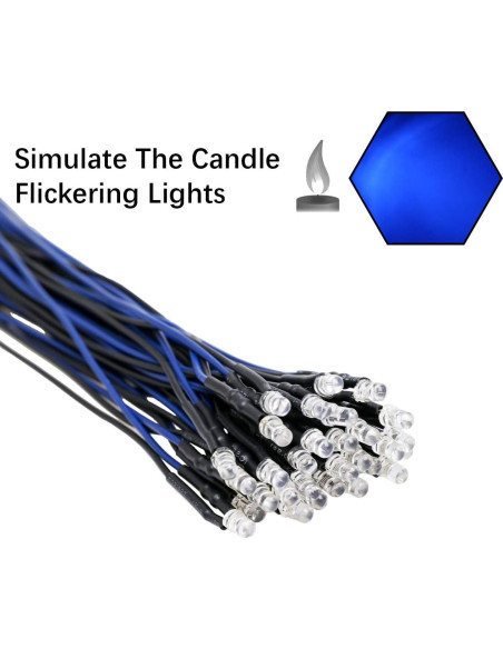 30 Luces LED Azules Parpadeantes 3mm EDGELEC 12V Pre Cableadas