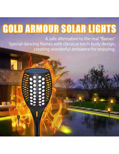 Luces Solares Gold Armour 4 Pzas Antorchas LED 108.9 cm