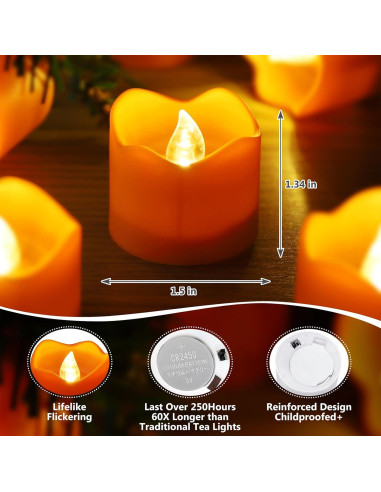 Velas LED Tealight Naranja Topstone con Temporizador y Control Remoto