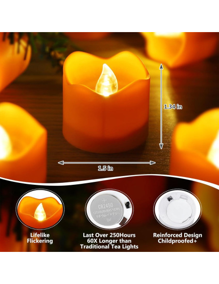Velas LED Tealight Naranja Topstone con Temporizador y Control Remoto