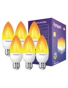 Bombillas LED de Llama Hompavo E26 - Paquete de 6, 3 Modos