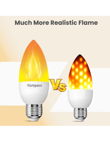Bombillas LED de Llama Hompavo E26 - Paquete de 6, 3 Modos