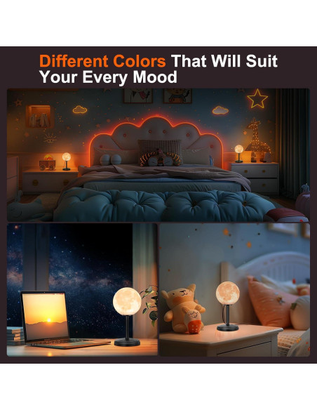 Lámpara de Luna 3D LED JIMIMORO Regulable 25 Modos 16 cm