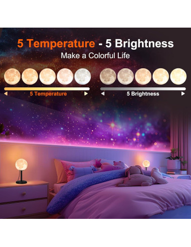 Lámpara de Luna 3D LED JIMIMORO Regulable 25 Modos 16 cm
