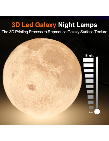 Lámpara de Luna 3D LED JIMIMORO Regulable 25 Modos 16 cm