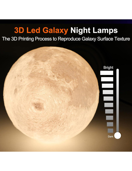 Lámpara de Luna 3D LED JIMIMORO Regulable 25 Modos 16 cm