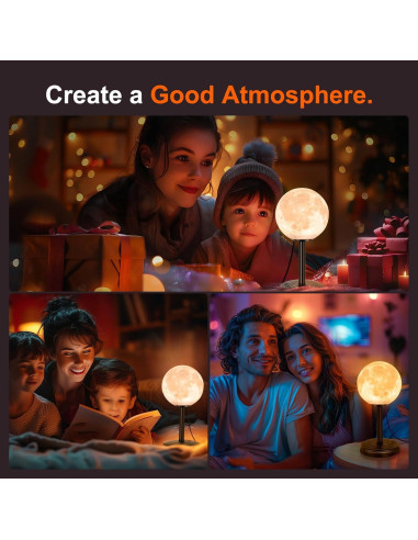 Lámpara de Luna 3D LED JIMIMORO Regulable 25 Modos 16 cm