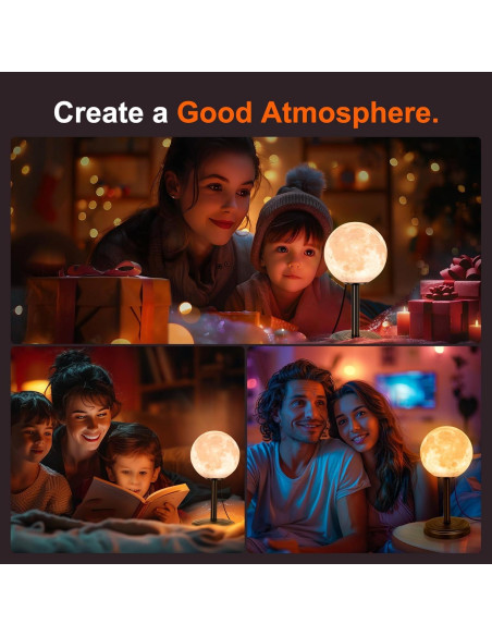 Lámpara de Luna 3D LED JIMIMORO Regulable 25 Modos 16 cm