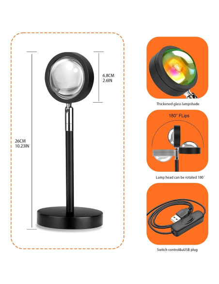 Proyector de Lámpara de Atardecer Spacenight 6W USB Control Remoto