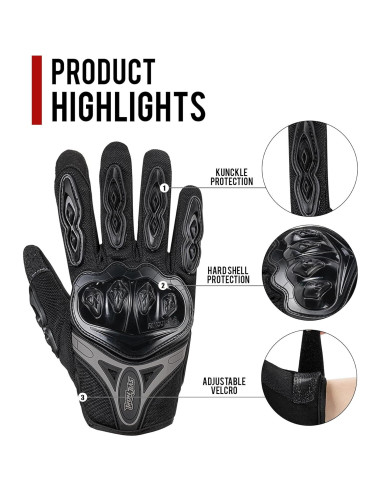 Guantes de Moto IRON JIA'S AXE-10 Negros Medianos Transpirables