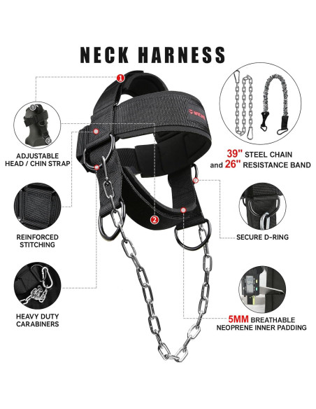 Arnés para Cuello WKWE Ajustable con Cadena de Acero 99 cm