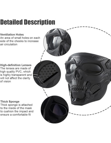 Gafas de Motocicleta Wokyo Anti Niebla con Máscara Facial