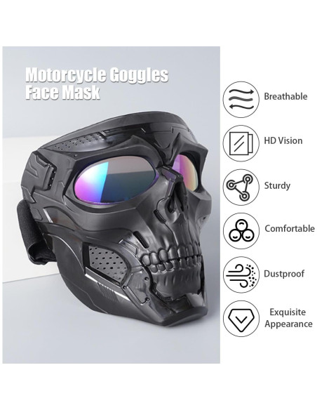 Gafas de Motocicleta Wokyo Anti Niebla con Máscara Facial