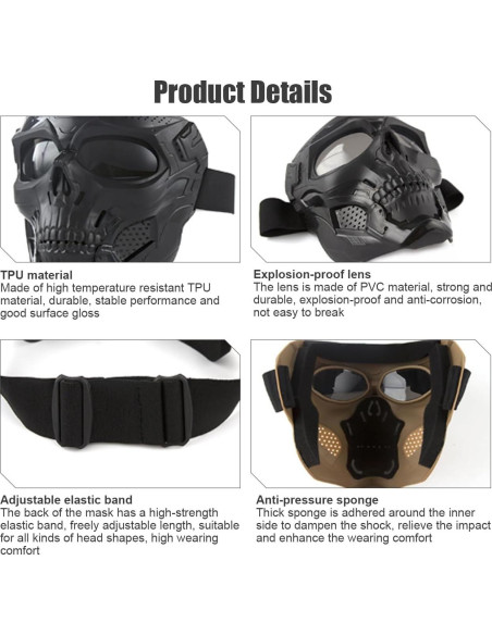 Gafas de Motocicleta Wokyo Anti Niebla con Máscara Facial