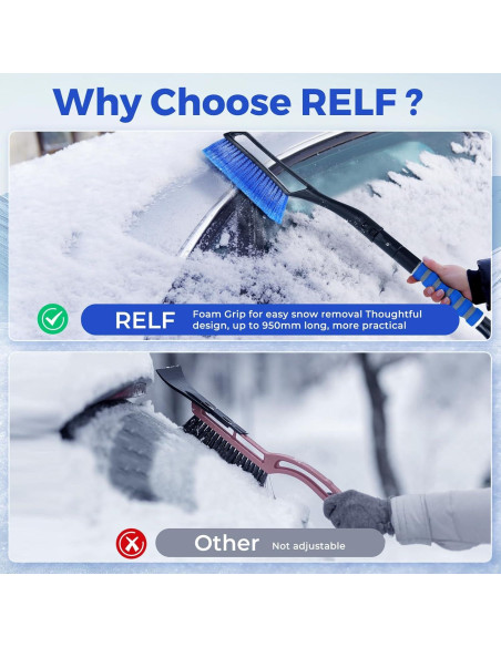 Cepillo de Nieve y Raspador de Hielo RELF 95 cm Extensible Cepillo de Nieve y Raspador de Hielo RELF 95 cm Extensible
