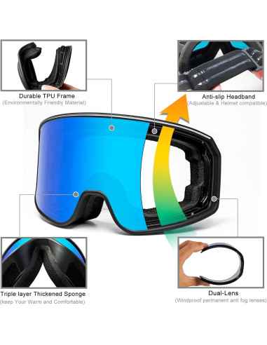 Gafas de Esquí SPOSUNE Doble Lente UV400 Antivaho Unisex