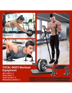 Kit de Rueda Abdominal EnterSports 6 en 1 con Bandas y Almohadilla 2