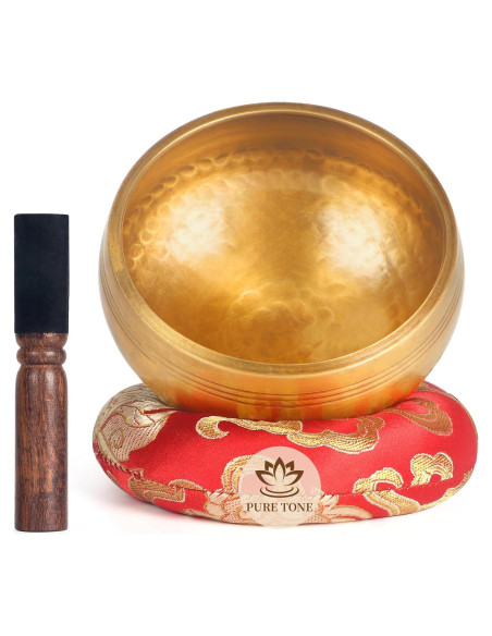 Tazón Cantor de Meditación AKLOT 8.9 cm Hecho a Mano con Cojín