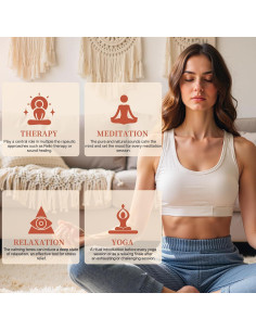 Tazón Cantor de Meditación AKLOT 8.9 cm Hecho a Mano con Cojín 2