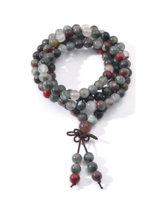 Pulsera de Oración Mala 108 Cuentas 6mm Piedra de Sangre Africana 2