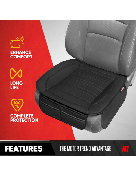 Fundas de Asiento Motor Trend MTSC-420, Cuero Sintético Negro 2-Pack