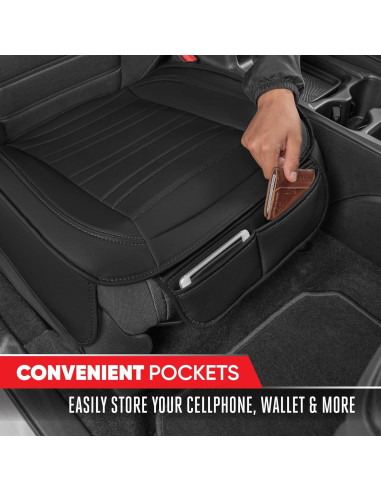 Fundas de Asiento Motor Trend MTSC-420, Cuero Sintético Negro 2-Pack