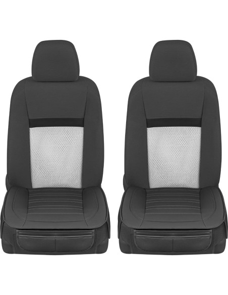 Fundas de Asiento Motor Trend MTSC-420, Cuero Sintético Negro 2-Pack