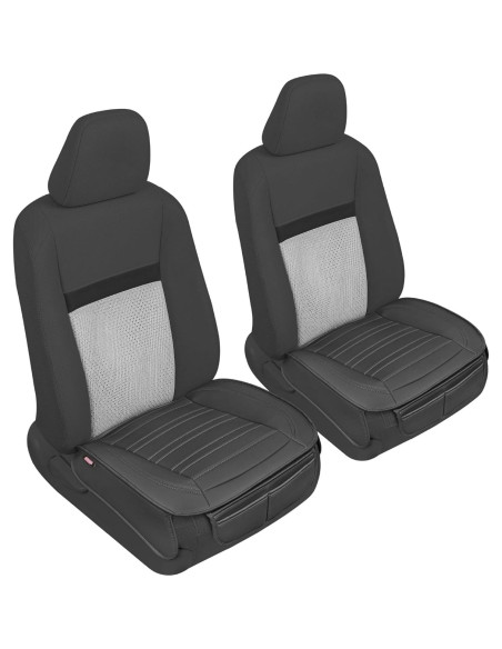 Fundas de Asiento Motor Trend MTSC-420, Cuero Sintético Negro 2-Pack