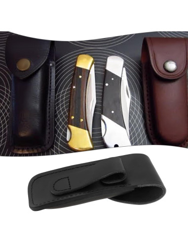 Funda de Cuero Negro Vintage LT Easiyl para Cuchillo 12.7cm